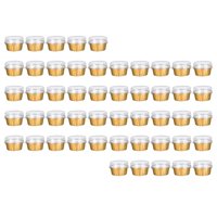 Bothyi - Tazas Para Hornear Con Tapas Doradas Resistentes Al Calor Para Aperitivos Creme Brulee Cumpleaños 50 Piezas