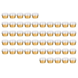 Bothyi - Tazas Para Hornear Con Tapas Doradas Resistentes Al Calor Para Aperitivos Creme Brulee Cumpleaños 50 Piezas