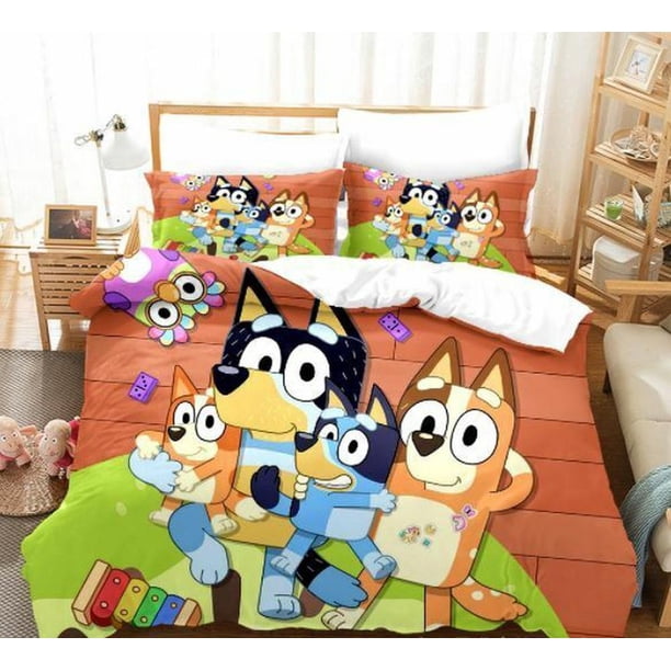 Bluey Collection Quilt Duvet Cover Set Super Bed Linen Bedclothes Double3-Piece Bedding Set