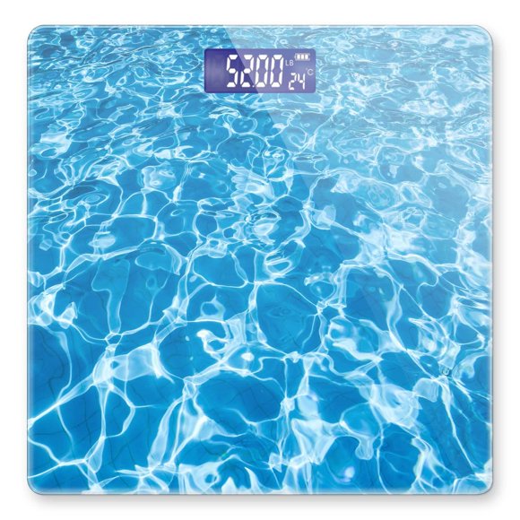 Balanza Digital OBRVNASE 26x26 cm Azul con Diseño de Onda de Agua