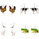 thumbnail image 1 of 4 pares de lindos pendientes colgantes de acrílico con forma de animal, divertidos pendientes de rana, ganso, vaca y pollo para mujeres y niñas., 1 of 5