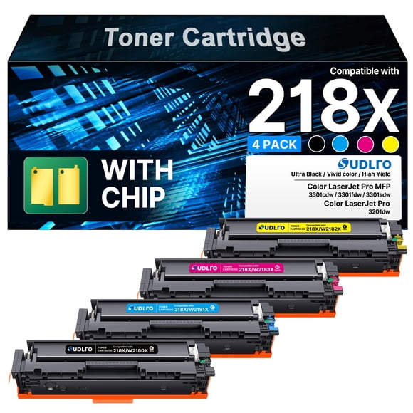 Cartuchos de tóner SUDLTO 218X (con chip) para HP 3301, paquete de 4