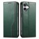thumbnail image 1 of Funda tipo cartera para iPhone 16 de piel con cierre magnético, ranuras para tarjetas y correa para la muñeca Verde, 1 of 6