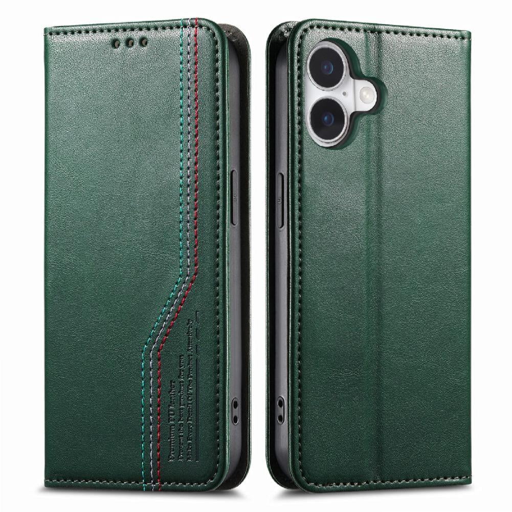 Foxdock - Funda Tipo Cartera Para Iphone 16 De Piel Con Cierre Magnético, Ranuras Para Tarjetas Y Correa Para La Muñeca Verde