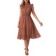 thumbnail image 1 of INSPIRE CHIC Vestido de Mujer de Chifón sin Mangas con Cintura Fruncida y Estrellas Metálicas Doradas para Fiesta Marrón XL, 1 of 6