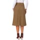 thumbnail image 3 of Falda midi de pana para mujer de cintura alta, línea A, con abertura frontal, casual, otoño, invierno, faldas largas con bolsillos, L marrón, 3 of 6