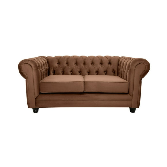 Sofá Chesterfield 2C Felpa Café