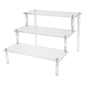 Bothyi - Claro Transparente Escalera Nivel Acrílico Estante Encimera Elevadores Vitrina 3 Escalera