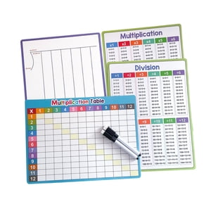 Bothyi - 4 Pizarras Blancas De Borrado En Seco Para Multiplicación Y División De 8"" X 11"" Para El Aula