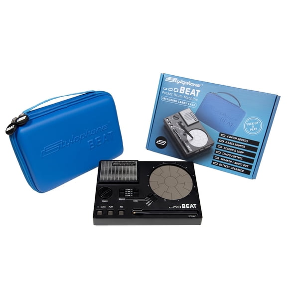 Drum Machine Stylophone Beat con funda de transporte, 4 kits de batería y bajo