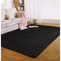 Genérico - Alfombra Peluda Living Hogar 150X200 Cm Negra