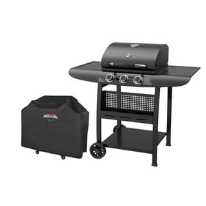 American Grill - Set Parrilla A Gas 3 Quemadores Kansas Black + Funda S