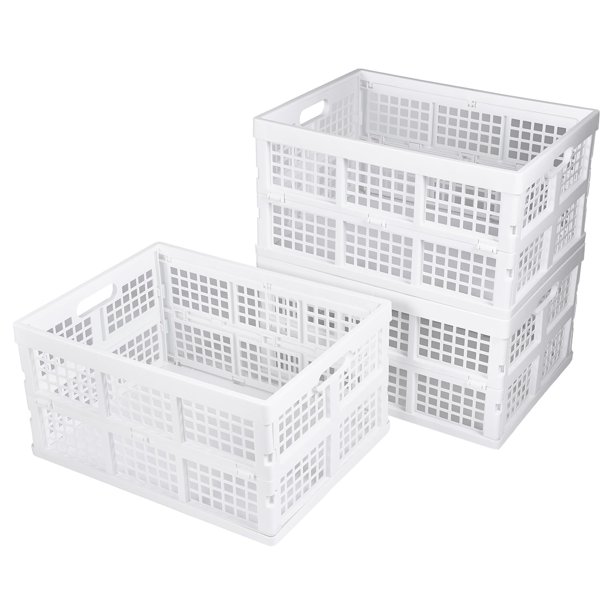 Caja de almacenamiento Aebeky 30 L plegable de plástico – paquete de 3 – color blanco