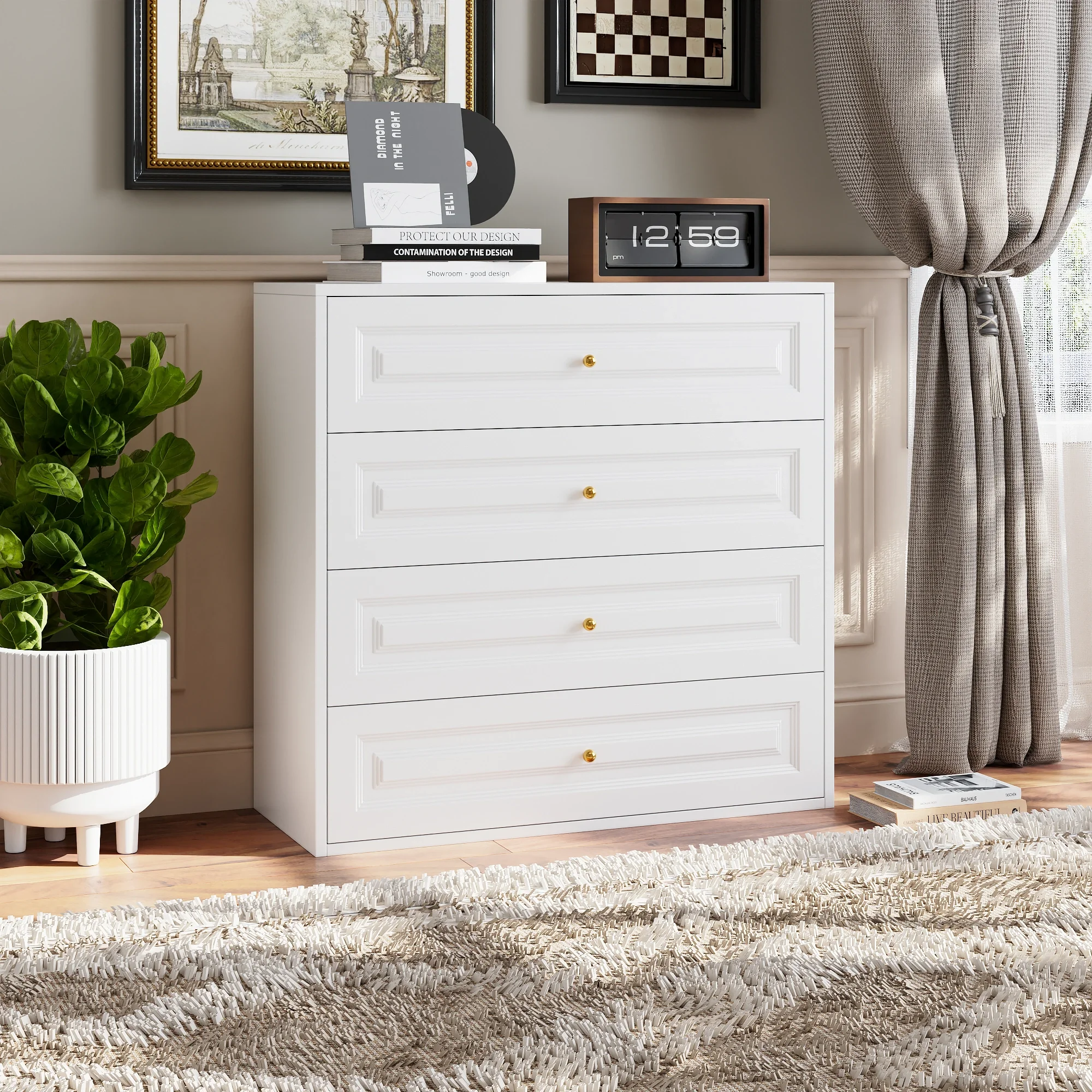 Recilock - Comoda Metalica 4 Cajones - White Bc-6