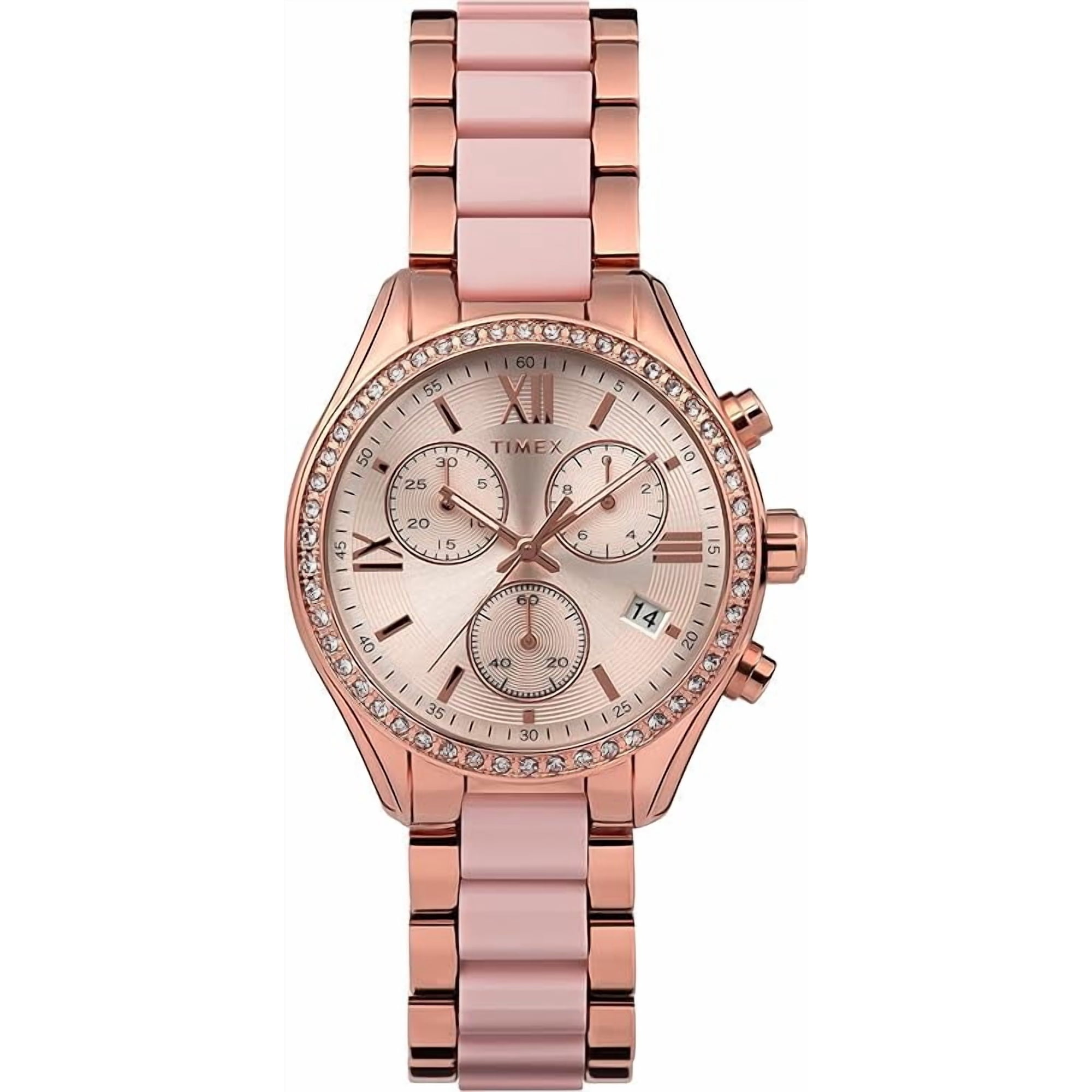 Reloj Analógico Timex De Dama Cronógrafo Oro Rosa