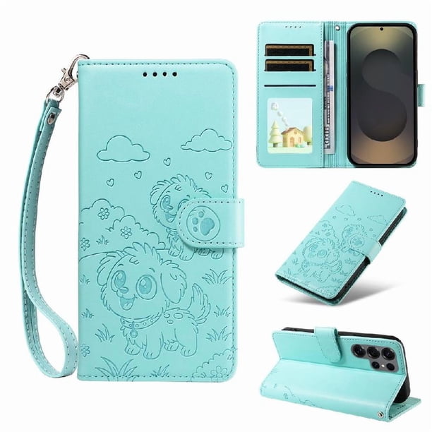 Funda Billetera FOXDOCK Compatible con Samsung Galaxy S25 Ultra, Diseño Perrito Tierno, Ranuras para Tarjetas y Soporte Plegable