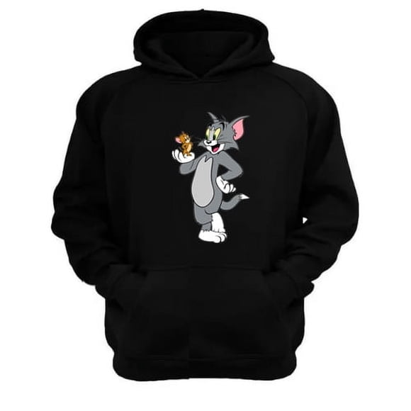 Polerón Canguro Tom Y Jerry Negro Talla M Unisex