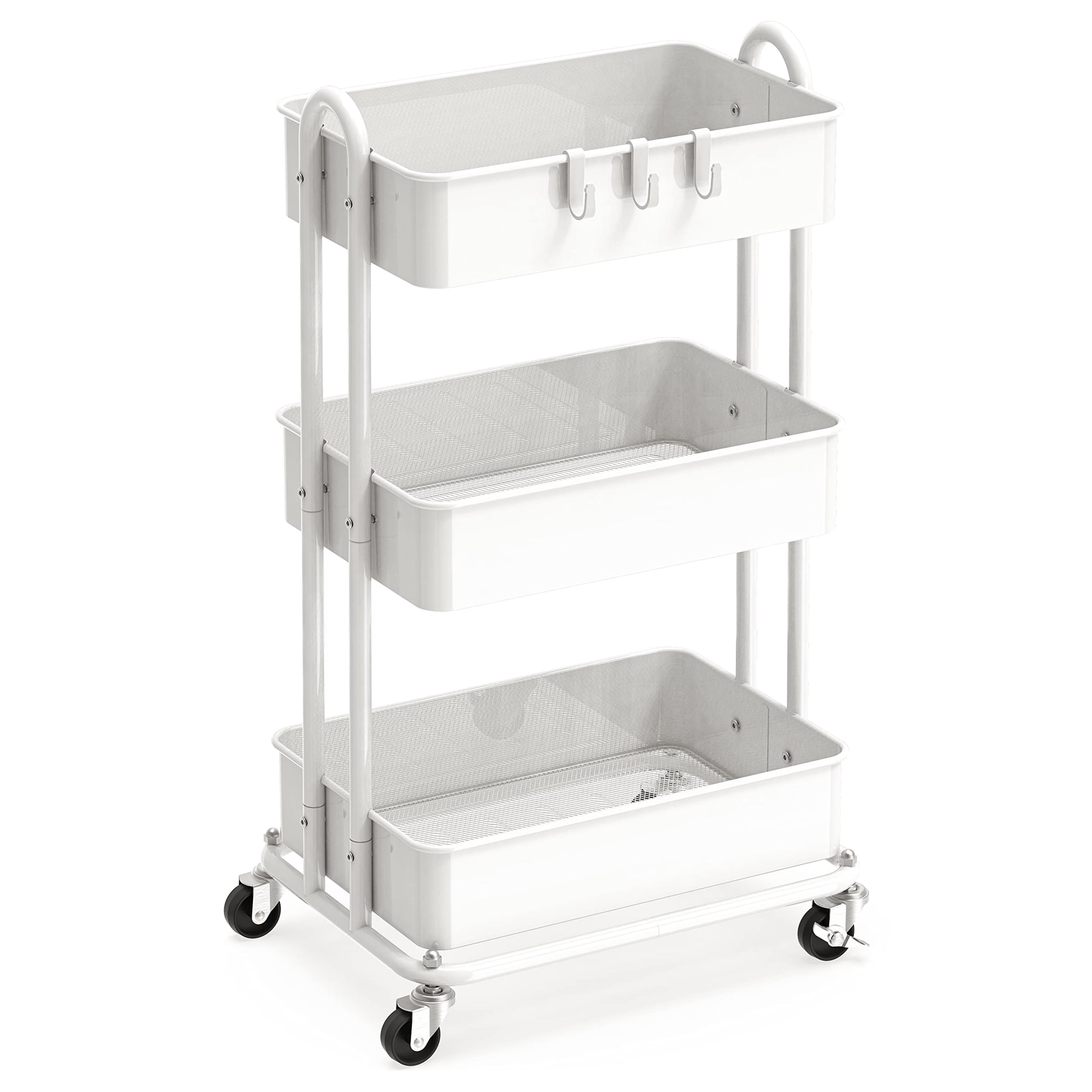 Carro Rodante Utilitario Simple Houseware De 3 Niveles En Metal Blanco 79x43x32 Cm