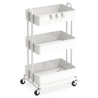 Carro Rodante Utilitario Simple Houseware De 3 Niveles En Metal Blanco 79X43X32 Cm
