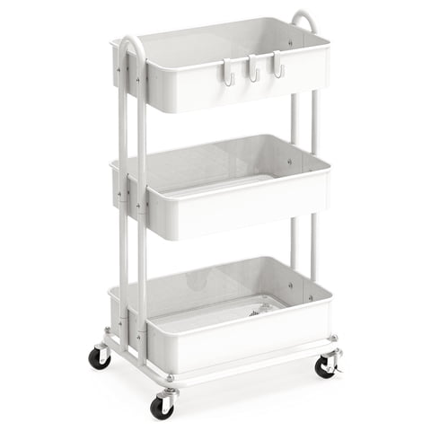 Carro Rodante Utilitario Simple Houseware De 3 Niveles En Metal Blanco 79X43X32 Cm