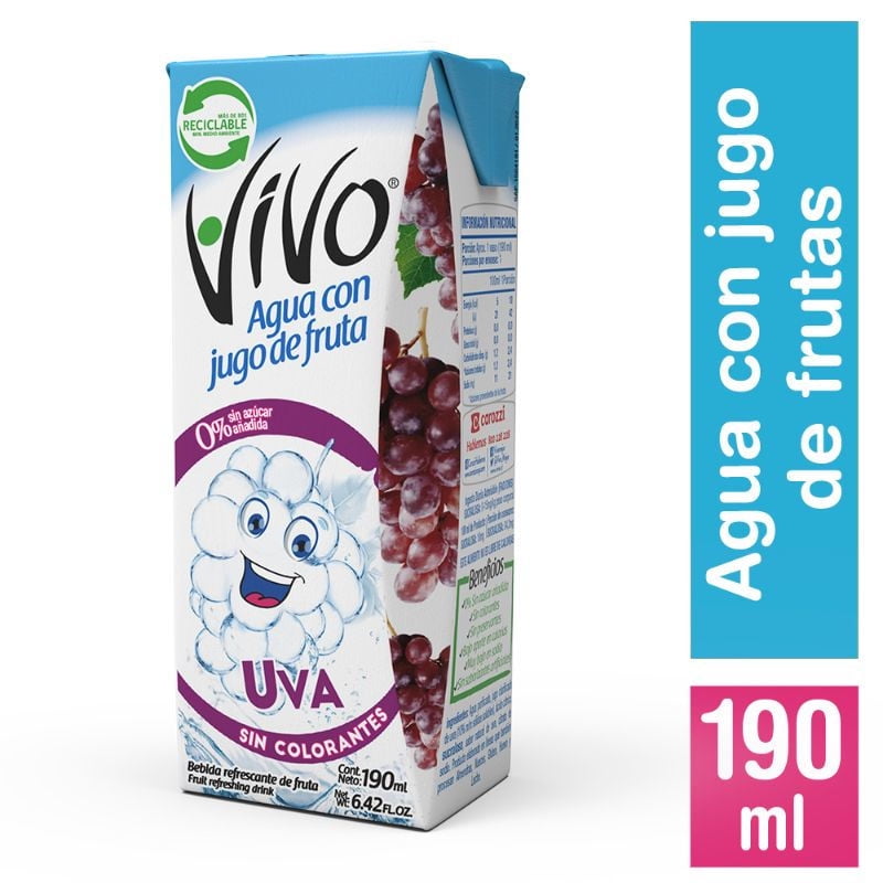 Agua Saborizada Uva Caja 190 ml Vivo