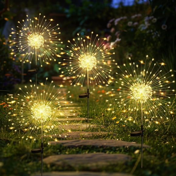 Luces Solares para Jardín GIGALUMI Paquete de 4 con 120 LED Luz Blanca Cálida