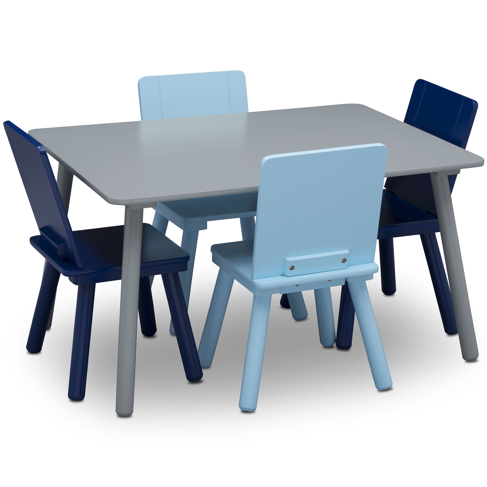 Juego De Mesa Y 4 Sillas Infantil Azul Y Gris Delta Children