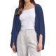 thumbnail image 1 of Cárdigan de Lino para Mujer Primavera Verano 3/4 Mangas Abiertas Frente Suelto Cubiertas Ligeras Saco S Azul Oscuro, 1 of 5