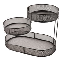 Magideal - Cesta De Frutas De Metal, Soporte De Porción, Soporte De 3 Niveles, Mesa De Mostrador Central Centropíse Soporte De Frutas, Cesta De Almacenamiento De Negro