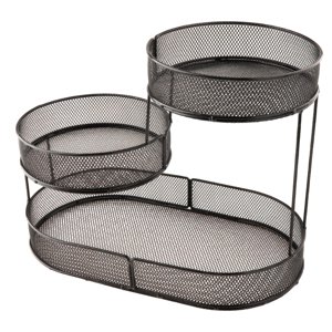 Magideal - Cesta De Frutas De Metal, Soporte De Porción, Soporte De 3 Niveles, Mesa De Mostrador Central Centropíse Soporte De Frutas, Cesta De Almacenamiento De Negro
