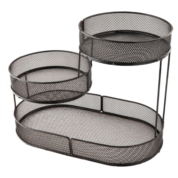Cesta de frutas de metal, soporte de porción, soporte de 3 niveles, mesa de mostrador Central Centropíse Soporte de frutas, cesta de almacenamiento de negro