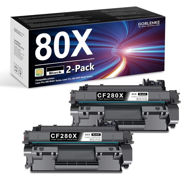Tóner GORLENKE 80X negro de alto rendimiento – paquete de 2 (CF280XD)