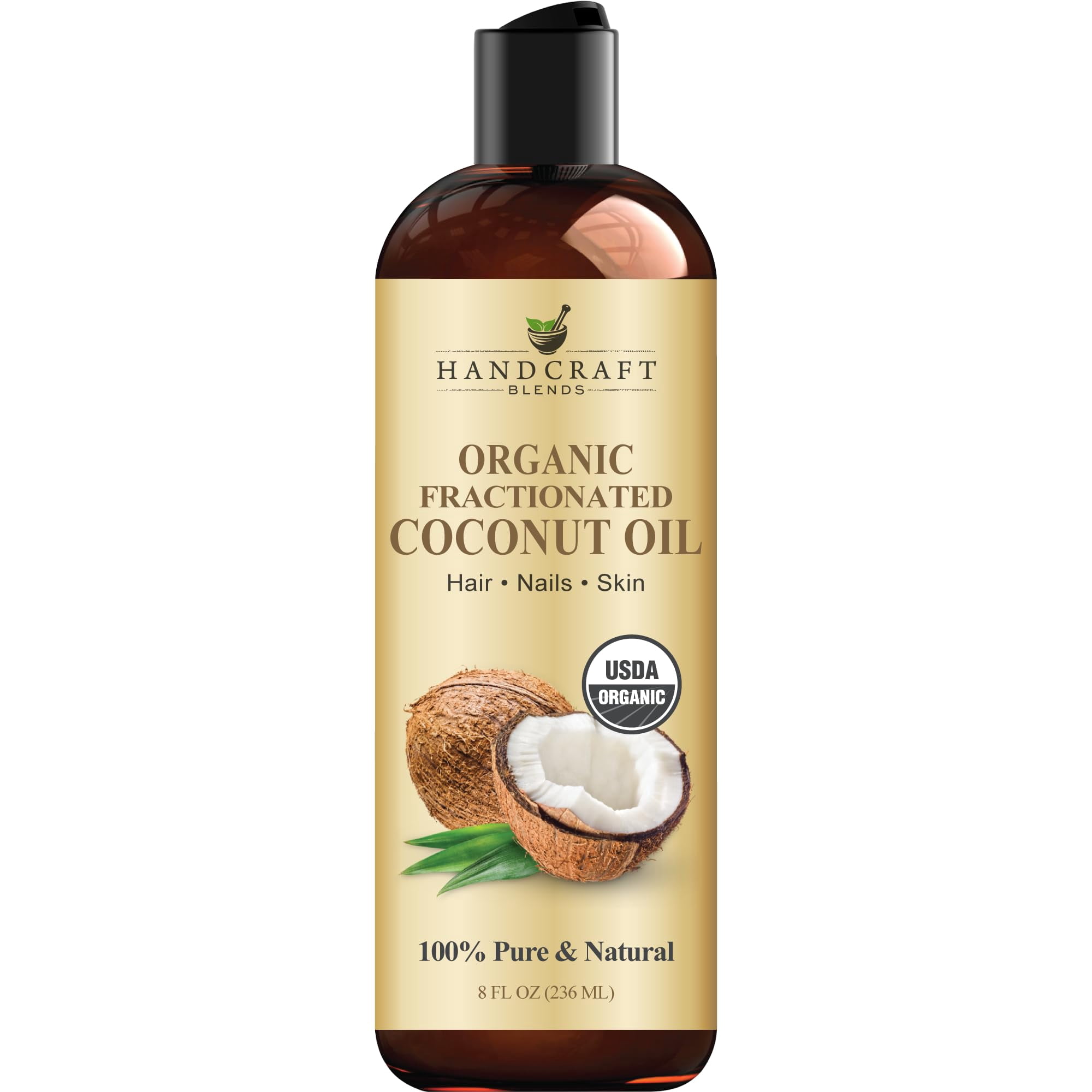 Aceite De Baño Y Cuerpo Handcraft Blends, Aceite De Coco Fraccionado Orgánico, 240 Ml