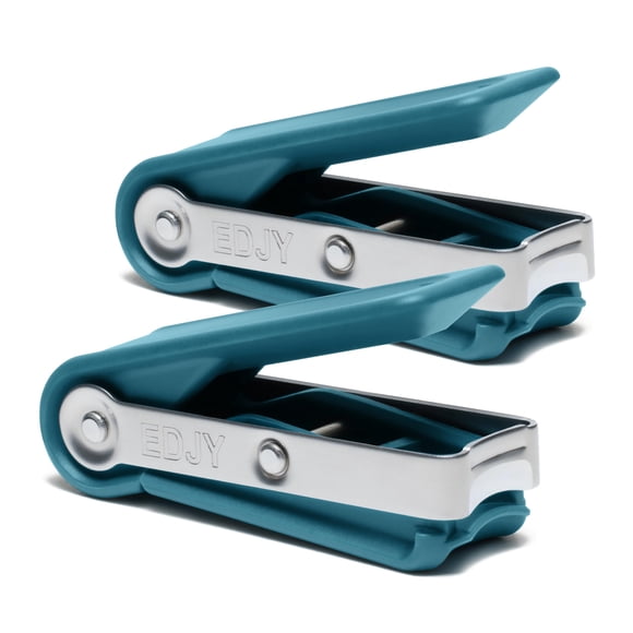 Cortador de uñas EDJY Precision de acero inoxidable, paquete de 2 unidades, azul