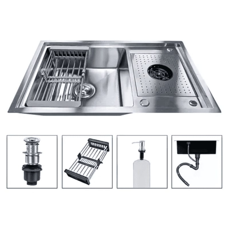 Genérico - Lavaplatos 80x50cm Acero 304 Con Lavavasos Empotrable Moderno Plateado