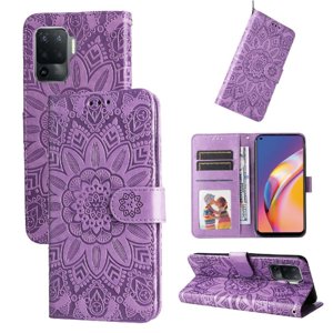 Funda Tipo Cartera Foxdock Para Oppo Reno 5F , Diseño Girasol En Relieve, Cuero Pu, Cierre Magnético, Soporte Y Tarjetero