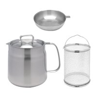 Magideal - Olla Freidora Profunda De Acero Inoxidable Con Cesta Extraíble Colador Integrado Tapa Protectora Y Asa Ergonómica Adecuada Para Cocina Doméstica Resta 1.5L