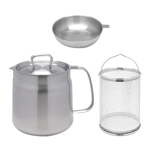 Magideal - Olla Freidora Profunda De Acero Inoxidable Con Cesta Extraíble Colador Integrado Tapa Protectora Y Asa Ergonómica Adecuada Para Cocina Doméstica Resta 1.5L
