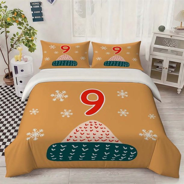 3pcss 9 Days to Christmas Pattern Set Soft And Comfortable Bedding Set