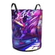 thumbnail image 2 of Jem y las Hologramas Cesta de lavandería de gran capacidad redonda con asa, bolsa para ropa sucia plegable, almacenamiento para dormitorio, baño y lavadero 44x35 cm, 2 of 6