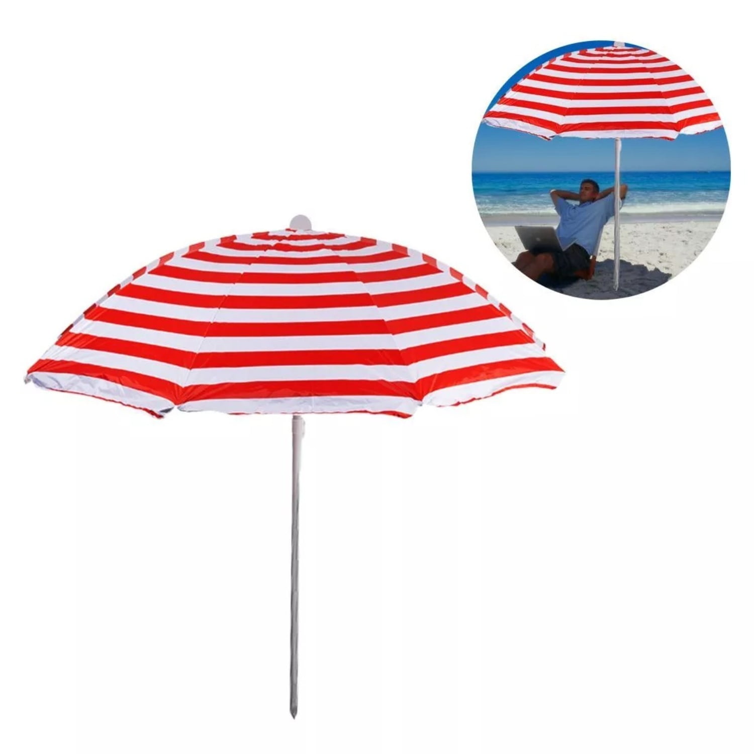Genérico - Sombrilla 1.80 Mts Diametro Playa Camping Diseño Rayas