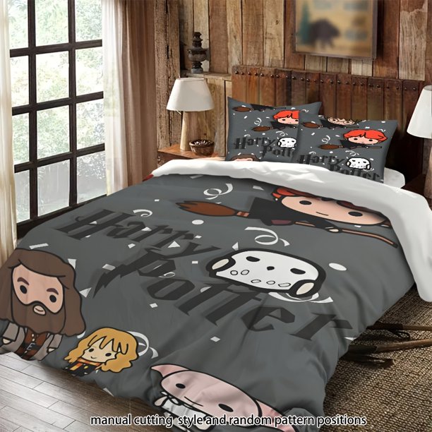 Bedding Harry Potter Characters And Broom Owl Pattern All-Season Machine Washable Includes Pillowcases Suitable for Bedroom Guest Room Dormitory Holiday Decor I