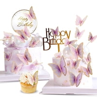 Decoración Para Tartas Langpa Butterfly Con Adorno De Feliz Cumpleaños
