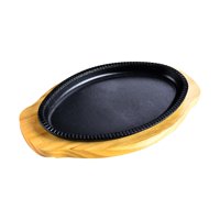 Magideal - Plancha Para Freír Carne, Plato Para Freír Teppanyaki, Sartén Para Verduras, Sartén, Plato Caliente, Juego De Platos Para Carne Chisporroteante Para C Grande