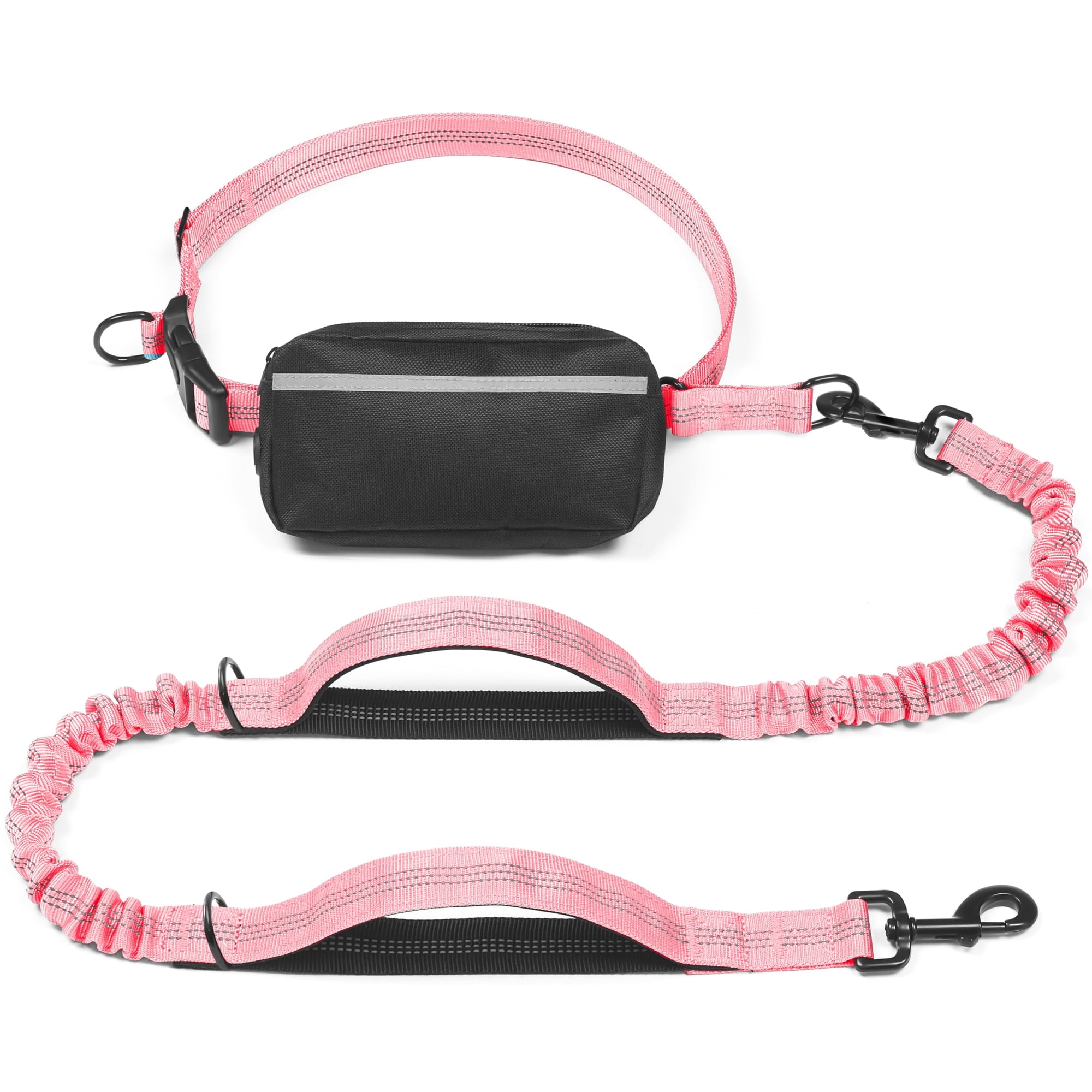 Correa Para Perro Manos Libres Iyoshop Con Bolsa Con Cremallera, Color Rosa Bebé