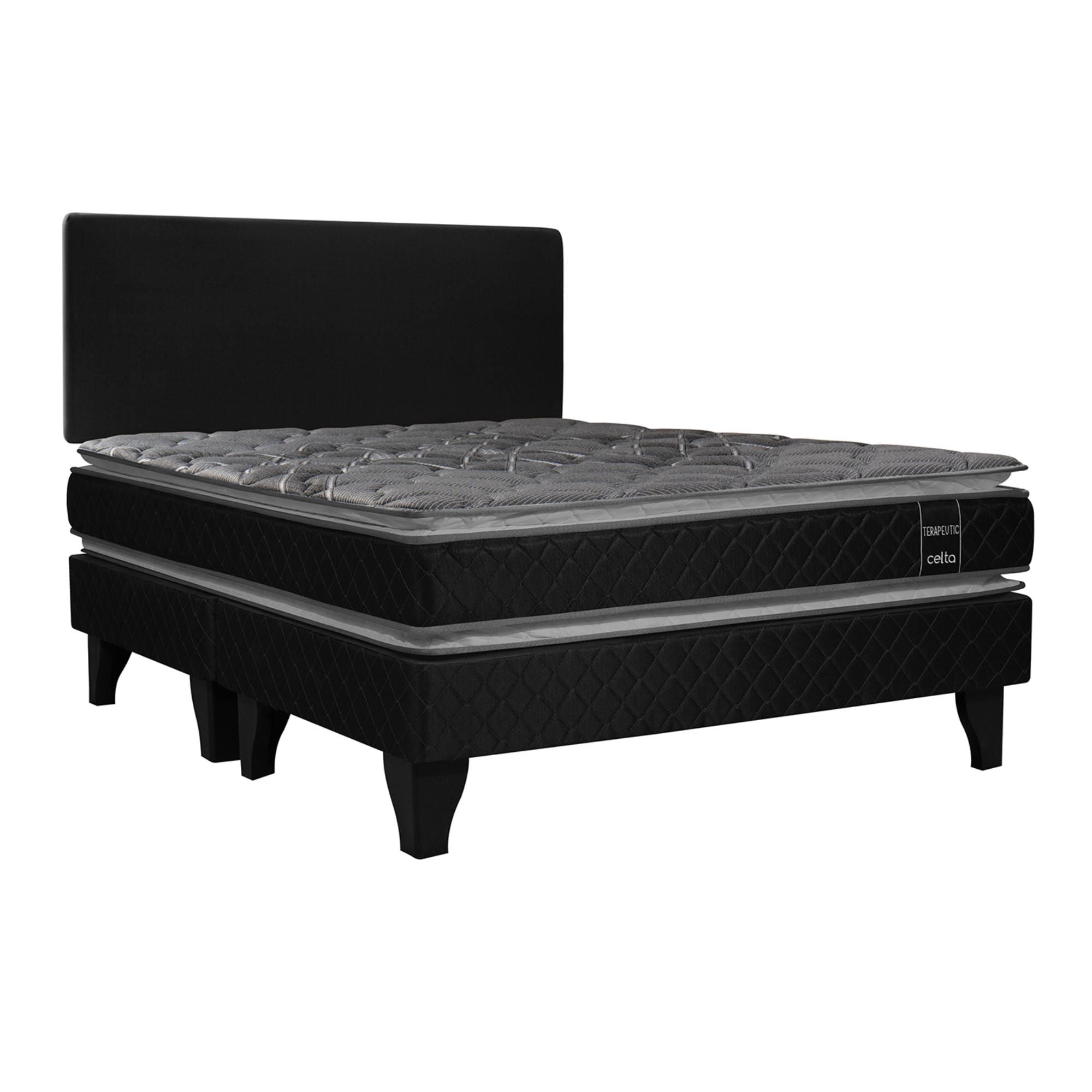 Celta - Cama Europea Terapeutic + Respaldo Tela 2 Plaza Base Dividida
