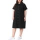 thumbnail image 4 of Vestidos de Mezclilla para Mujer de Talla Grande Agnes Orinda con Botones, Solapa, Manga Corta, Midi, Verano, Casual, Camisa de Mezclilla con Bolsillos 4X Negro, 4 of 6