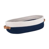 Bothyi - Basker De Algodón Tejido De Canasta Baño Bin Para Sala De Estar Gabinete Casero Azul Y Blanco