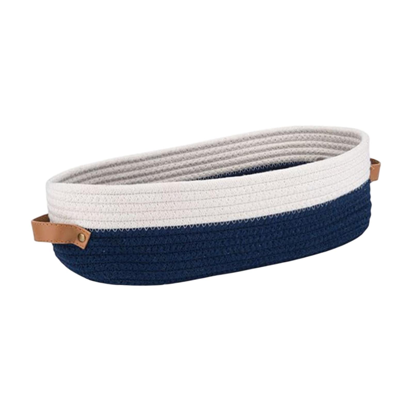 Bothyi - Basker De Algodón Tejido De Canasta Baño Bin Para Sala De Estar Gabinete Casero Azul Y Blanco