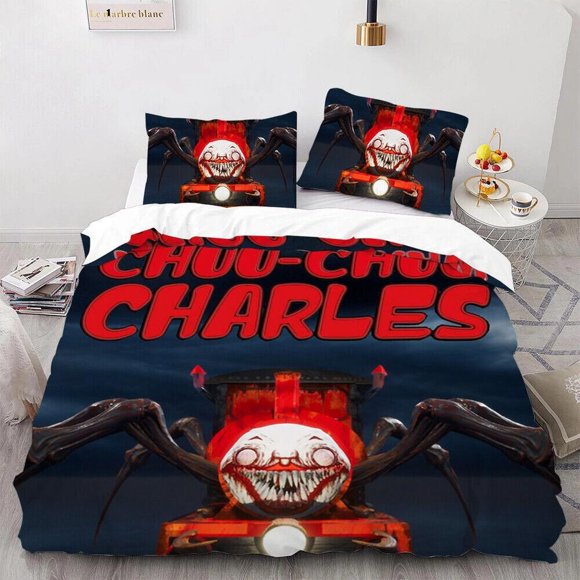 Choo-Choo Charles Quilt Duvet Cover Set Super Kids Bedroom Decor3-Piece Bedding Set